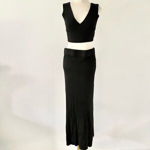 SINCERELY JULES Women's Size Medium Black Ribbed Knit 2-Piece Maxi Dress Co-Ord